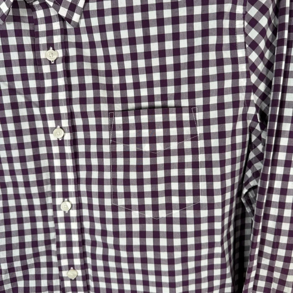 Untuckit Shirt‎ Mens Large Purple Button Up Long Sleeve Gingham Check Casual